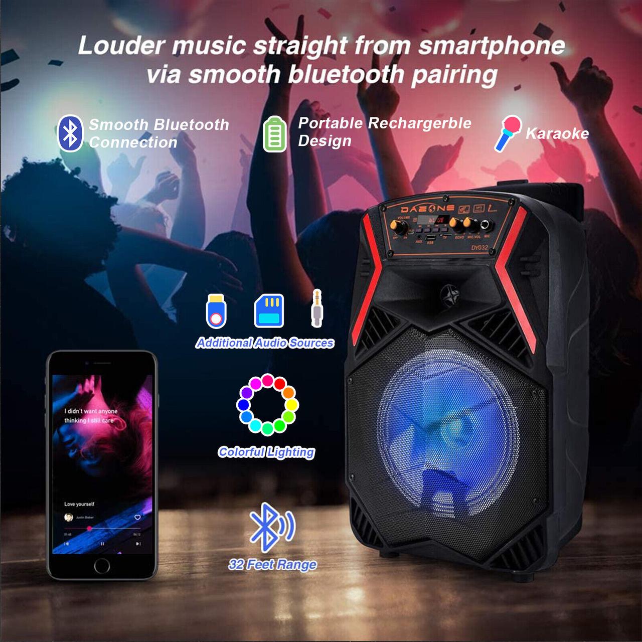 Переносна акустична система MEGAFOX OTY-895 (8 "x1) (10W) (Бездротовий Мікрофон + пульт) 2400 mAh, фото 1