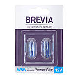 Лампа розжарювання Brevia W5W 12V 5W W2.1x9.5d Power Blue B2, 2шт, фото 3