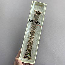 Ремінець металевий для Apple Watch 44 mm ремінець з камінчиками для годинника епл воч 44 мм рожеве золото k3l, фото 4