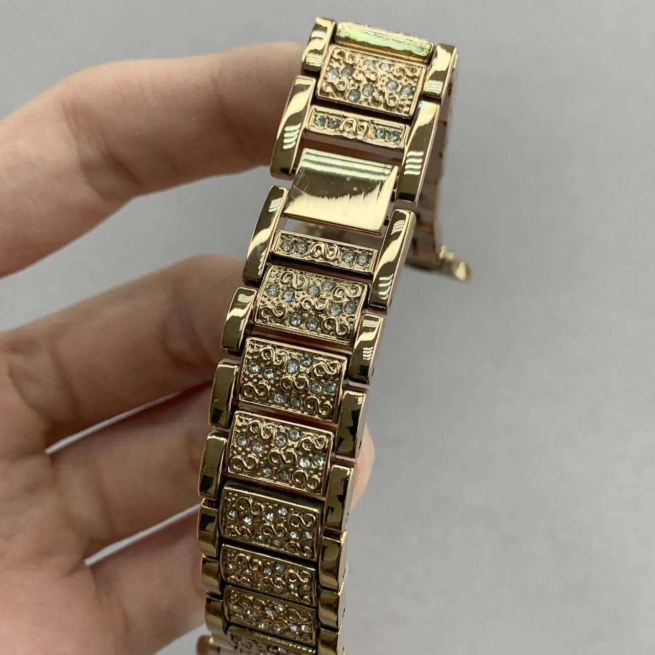 Ремінець металевий для Apple Watch 44 mm ремінець з камінчиками для годинника епл воч 44 мм рожеве золото k3l