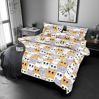 Наволочка на блискавці 70х70 (Бязь) | Від виробника "Королева Ночі" | Різнокольорові коти