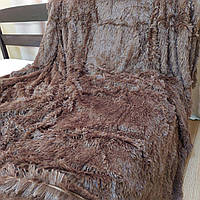 Плед покрывало меховое травка евро Lisa коричневое, Поліестер 100%, 210х220 см, штучне хутро, Євро,