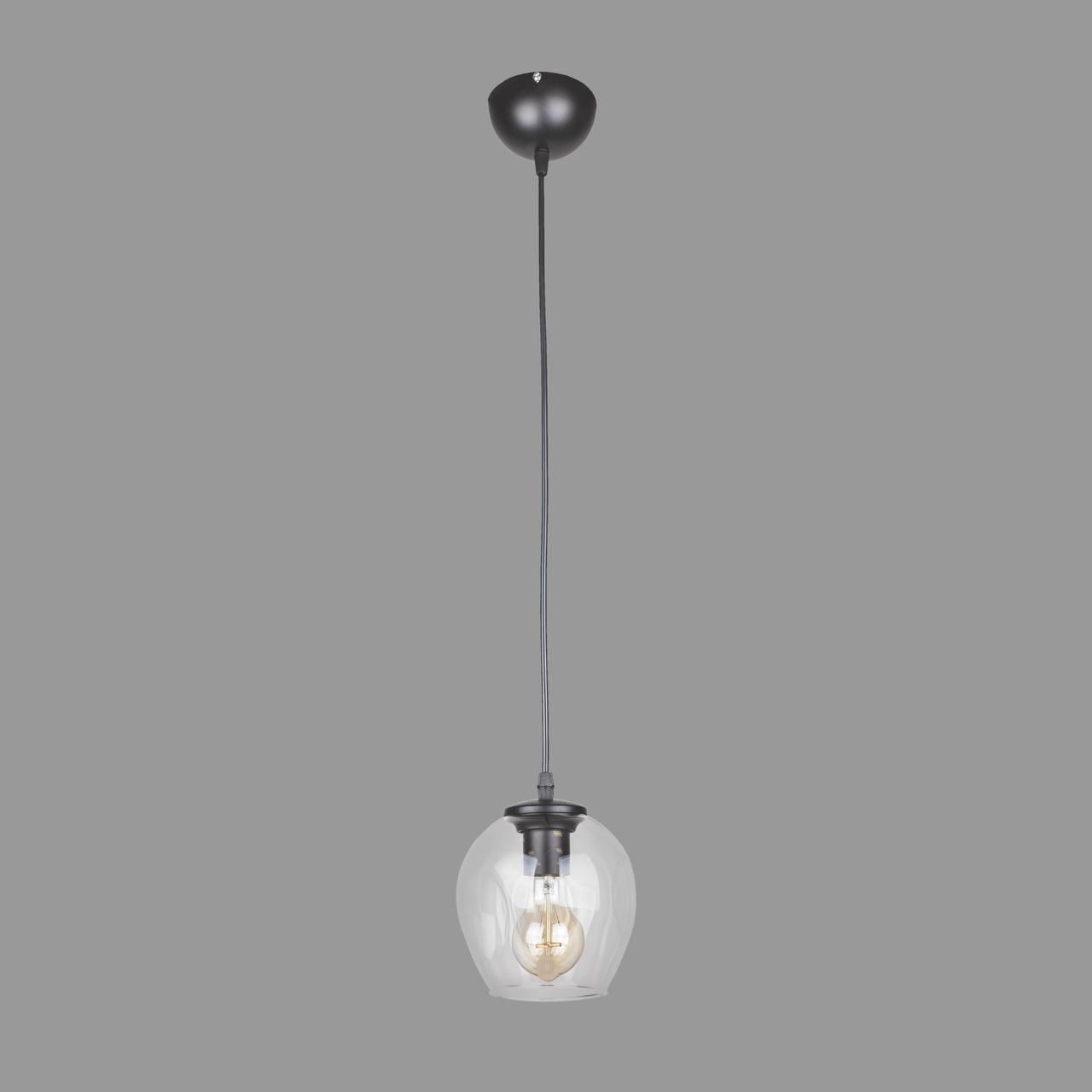 Чорний підвіс молекула з прозорим плафоном (56-PR0231F-1 BK+CL)