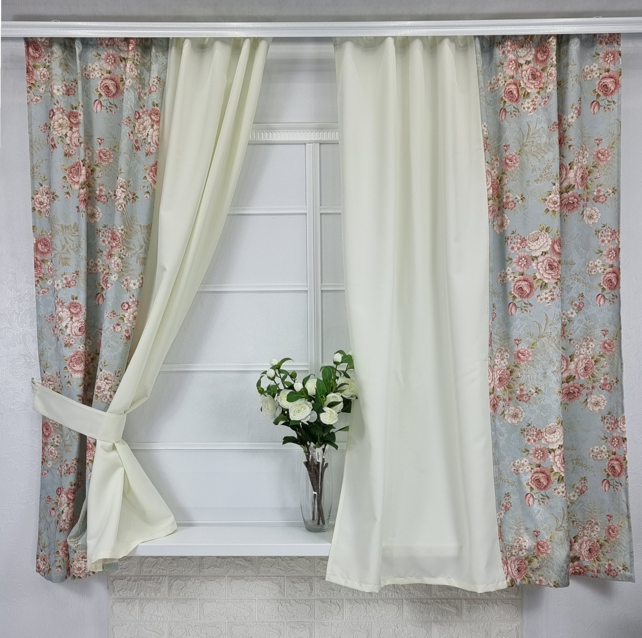 Кухонний набір штор "Дакота" Сіро-блакитний