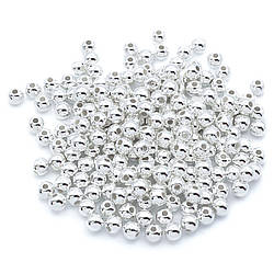 Намистини металеві круглі, розмір 3,2мм Ø 1,4мм, колір Срібло, в уп. +-500шт.