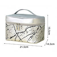 Косметичка - чемодан "Мрамор", органайзер для косметики,металлик, 21,5х14,5х15,5 см