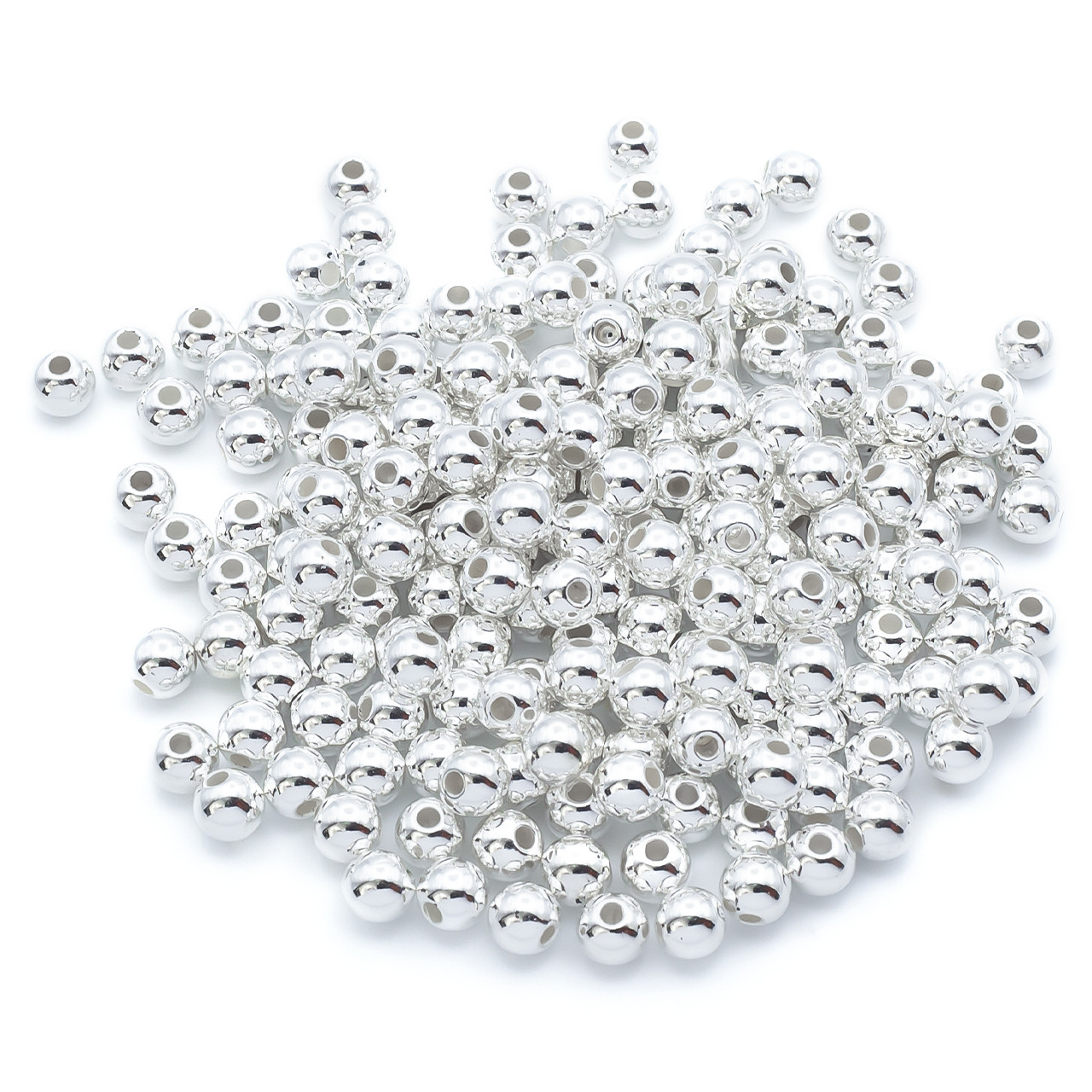 Намистини металеві круглі, розмір 5мм Ø 1,9мм, колір Срібло, в уп. +-150шт.