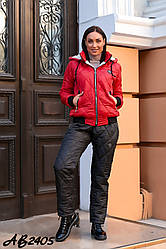 Теплий жіночий лижний зимовий костюм штани куртка PHILIPP PLEIN червоний 42 44 46 48 50 52 54 56