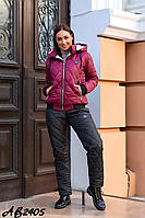 Тёплый женский лыжный зимний костюм штаны куртка PHILIPP PLEIN бордовый 42 44 46 48 50 52 54 56