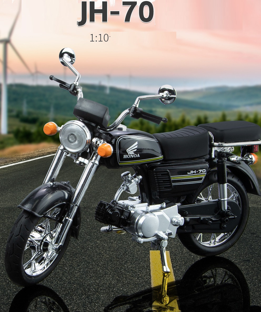 Модель вінтажного ретро мотоцикла Honda Jialing JH70, масштаб 1:12 (світло.звук), фото 1
