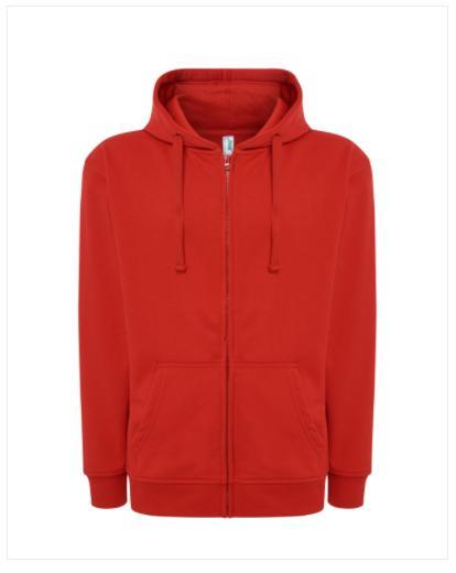 Чоловічий реглан (толстовка) на блискавці з капюшоном червона JHK -RDSWUAHOOD