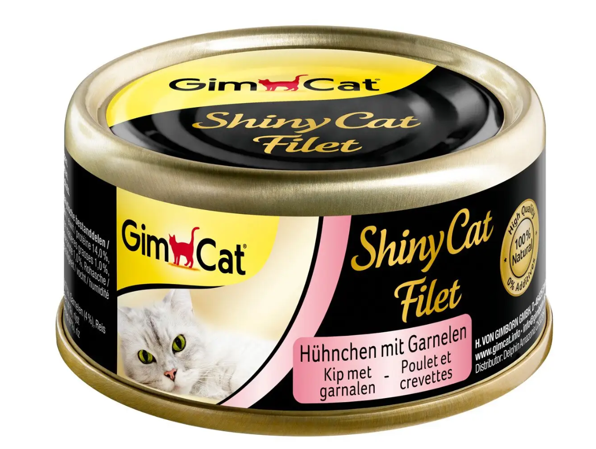 GimCat Shiny Cat Filet консерви для кішок 70г (курка і креветки)