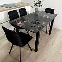 Раскладной стол для кухни "Boston A" в цвете бетон черный (black)
