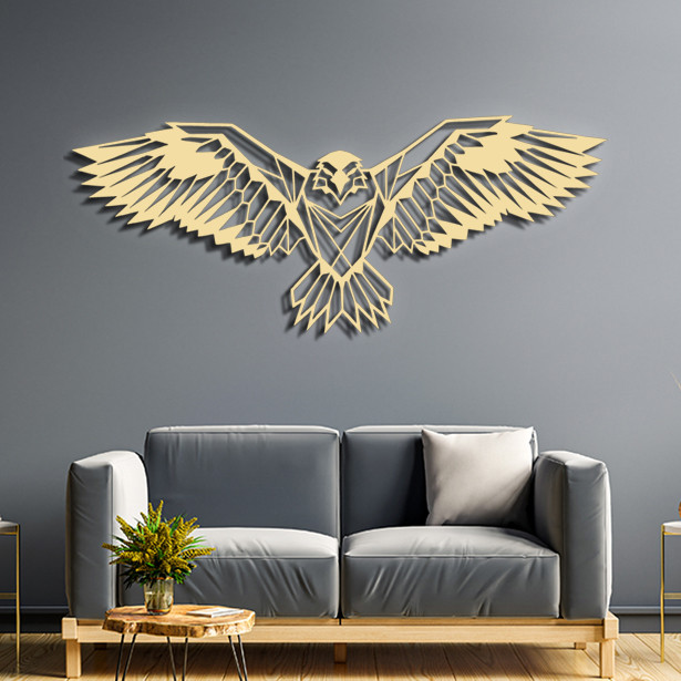 Панно 3D декоративне з об'ємом 15 мм для стін, Орел-2 32 х 80 см ванильне