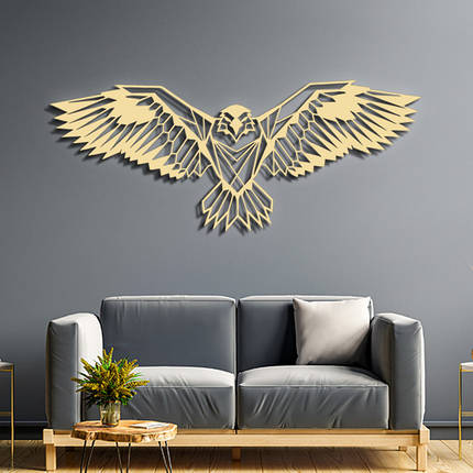 Панно 3D декоративне з об'ємом 15 мм для стін, Орел-2 32 х 80 см ванильне, фото 1