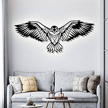 Панно 3D декоративне з об'ємом 15 мм для стін, Орел-2 32 х 80 см ванильне, фото 4