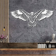 Панно 3D декоративне з об'ємом 15 мм для стін, Орел-2 32 х 80 см ванильне, фото 5