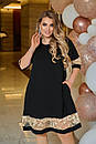 Жіноча ошатна чорна сукня з мереживом вільного крою великі розміри, фото 7