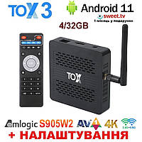 TV-Приставка Ugoos TOX3 4/32GB S905X4 (Андроид Смарт ТВ Приставка, Андроїд тв бокс) ОСТАННЯ РЕВІЗІЯ Встановлення сервісів (+100 грн)