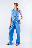 Костюм женский с брюками и жилеткой голубой 9353 (2000000108087)