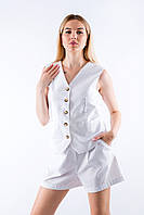Костюм женский с шортами и жилеткой белый 9355 (2000000108117)