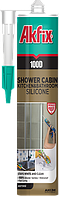 Силікон санітарний для душових кабін і ванних кімнат 280 мл / 340 гр білий AKFIX 100D