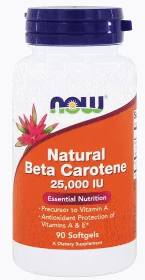 Натуральний бета-каротин Now Foods Natural Beta-Carotene 25000 IU 90 sgels