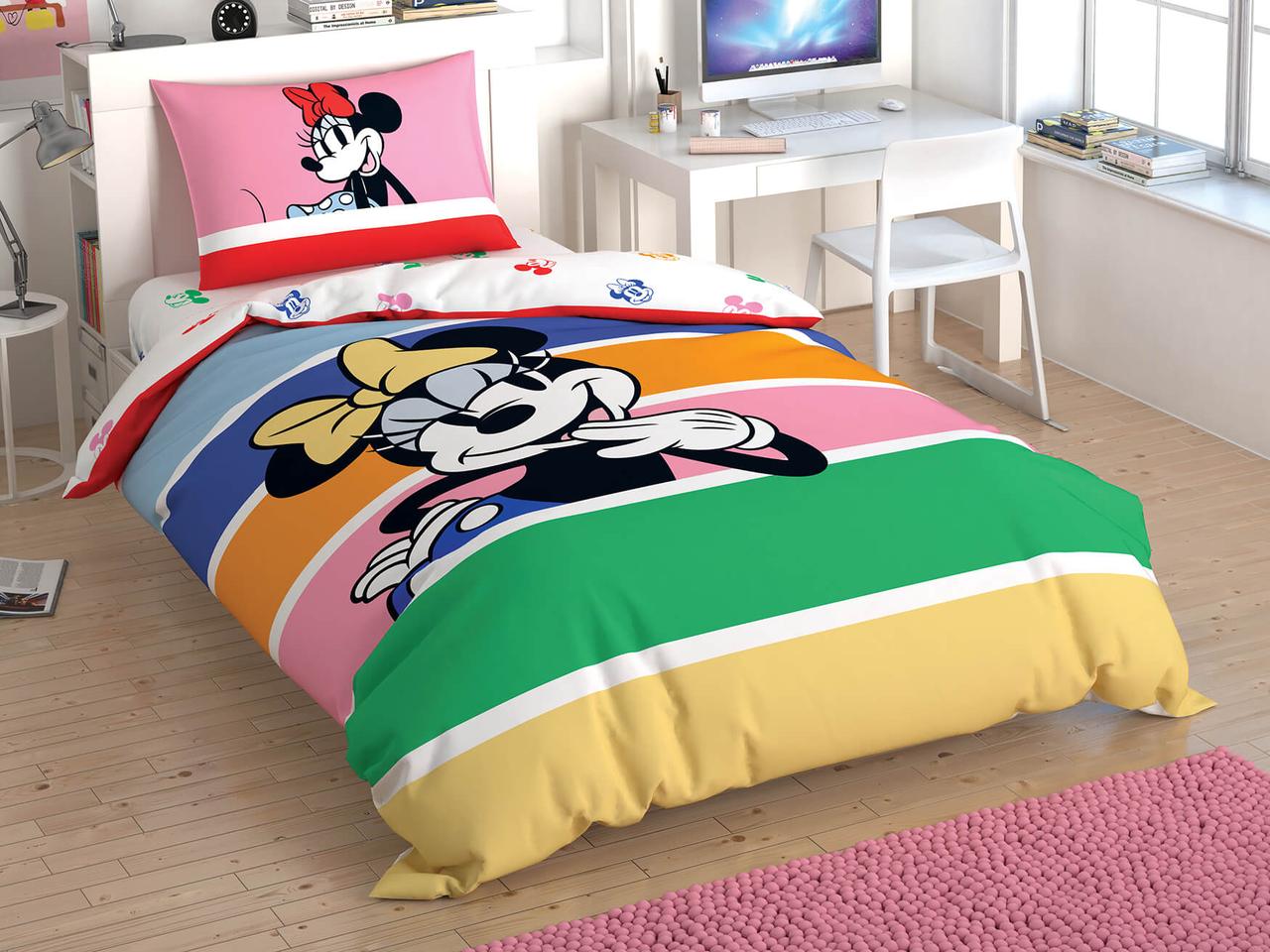 Постільна білизна підліткова Minnie Mouse Rainbow ранфорс Tac Disney