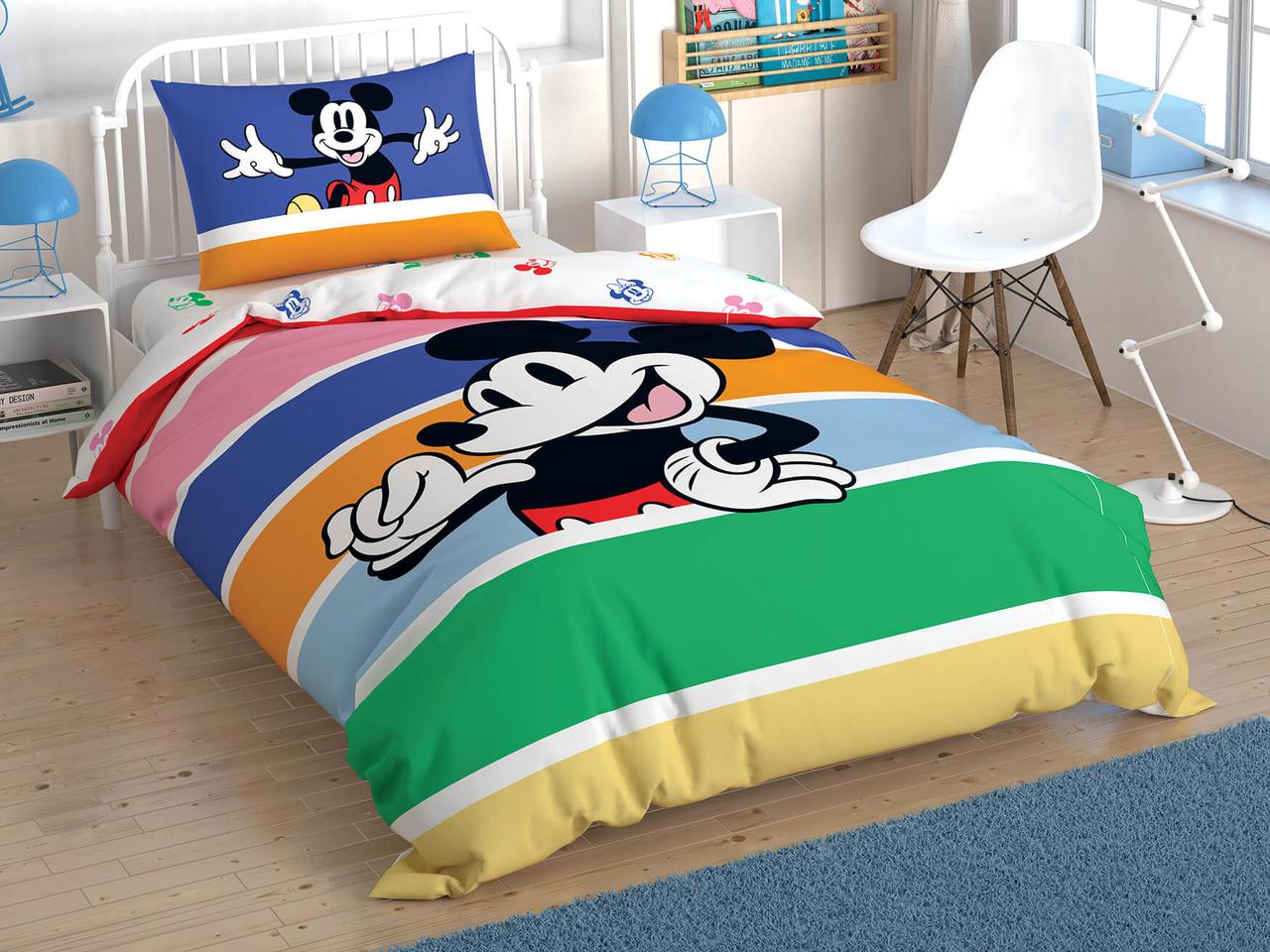 Постільна білизна підліткова Mickey Mouse Rainbow ранфорс Tac Disney
