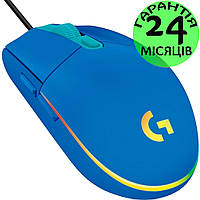 Игровая мышь Logitech G102 Lightsync синяя, проводная, средний размер, геймерская мышка с подсветкой