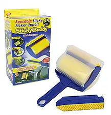 Липкий валик для прибирання Sticky Buddy, Силіконовий липкий валик Стікі Баді для чищення одягу та прибирання від шерсті, фото 3