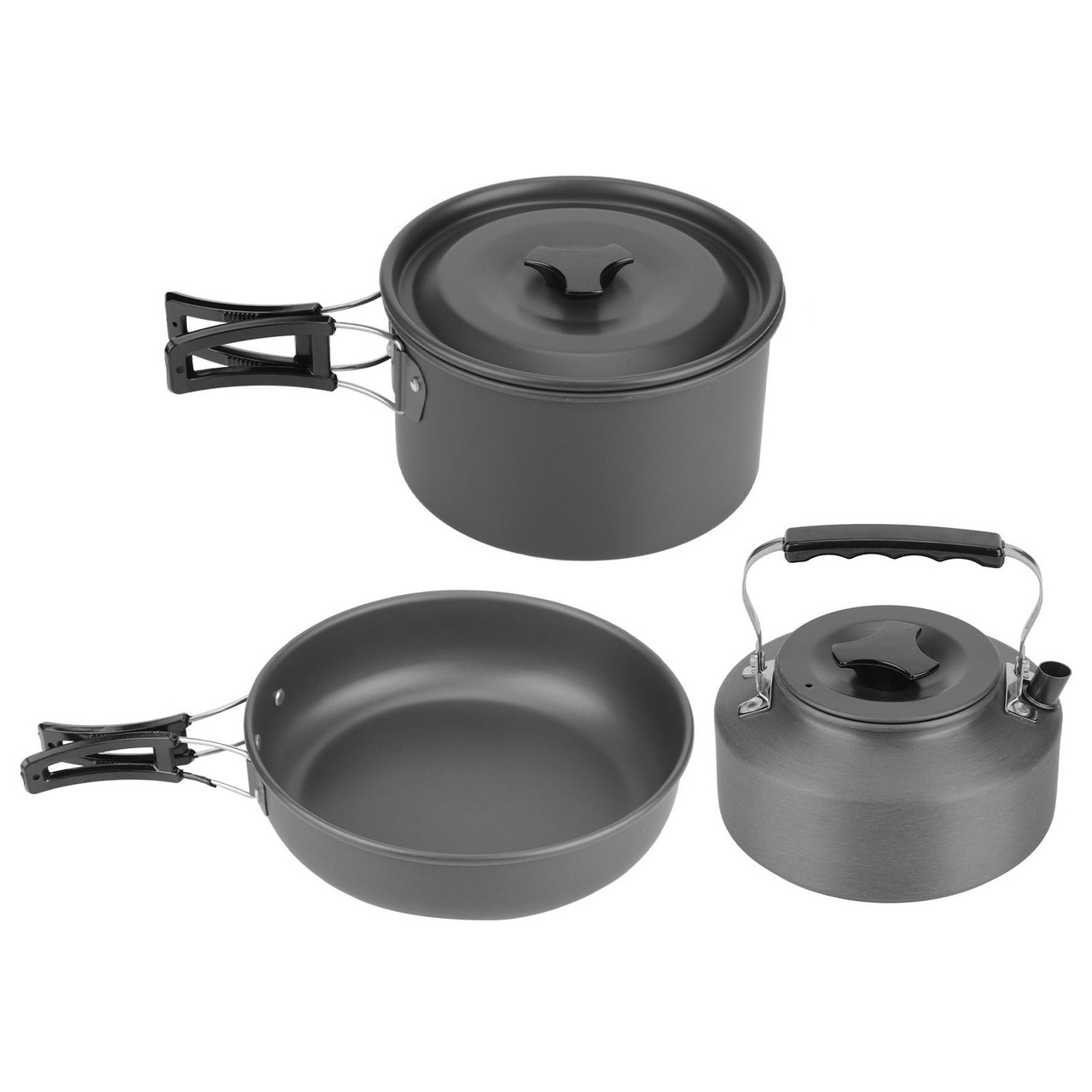 Набір посуду туристичний Steel Set D-311 3 предмети (кастрюля, сковорідка, чайник) (3_03313)