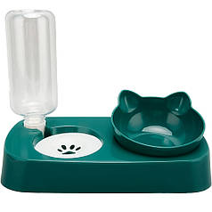 Миска для котів Taotaopets 119906 Forest Green подвійна з напувалкою