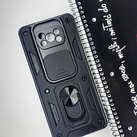 Протиударний чохол чорний із шторкою та кільцем під магнітний тримач для Xiaomi Poco X3 Pro / на поко на поко х 3 про