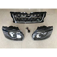Передня альтернативна оптика (Full Led) black з радіаторною решіткою для Land Rover Discovery 3 2004-2010