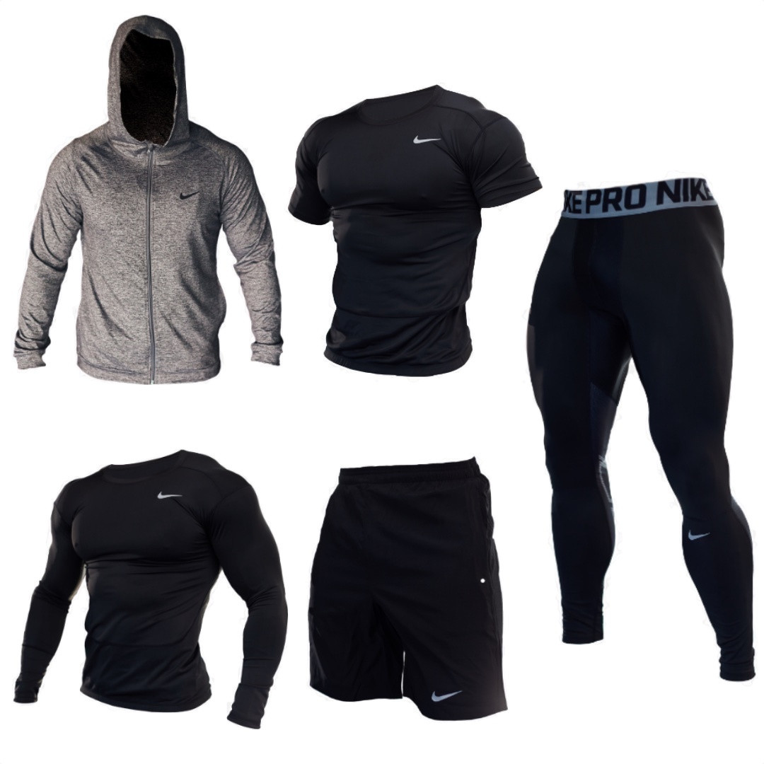 Компрессионная одежда для тренировок Nike комплект 5 в 1 черный - фото 1 - id-p1883079151