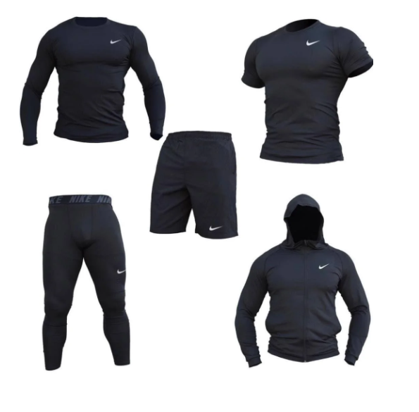 Компрессионная одежда комплект 5 в 1 Nike 2022 черный - фото 1 - id-p1883079161