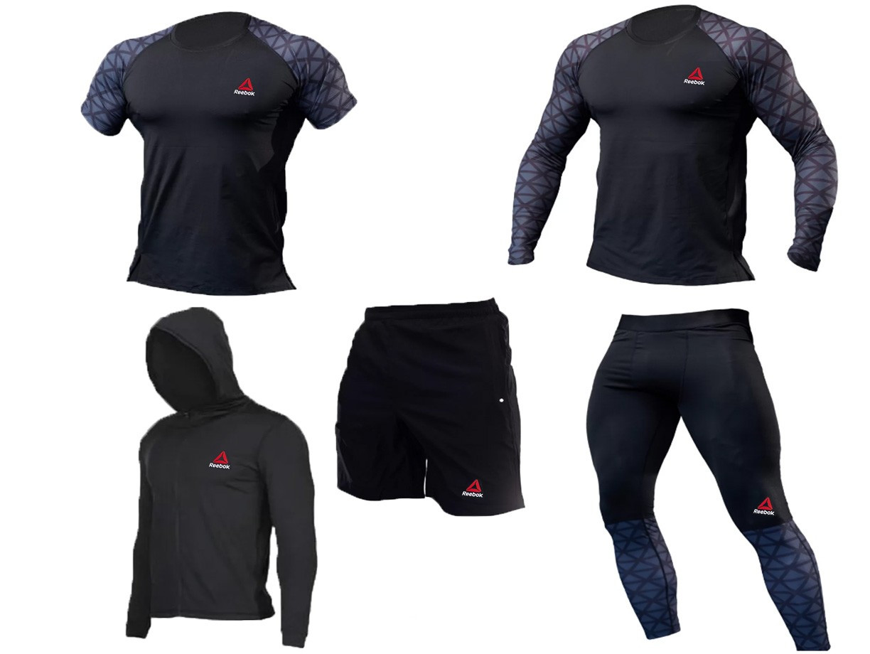 Компрессионная одежда reebok\комплект для фитнеса и единоборств ММА\Комплект для тренировок 5в1 - фото 1 - id-p1883079240
