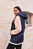 Жіноча тепла джинсова жилетка на еко-хутрі, великі розміри 52-62, фото 4