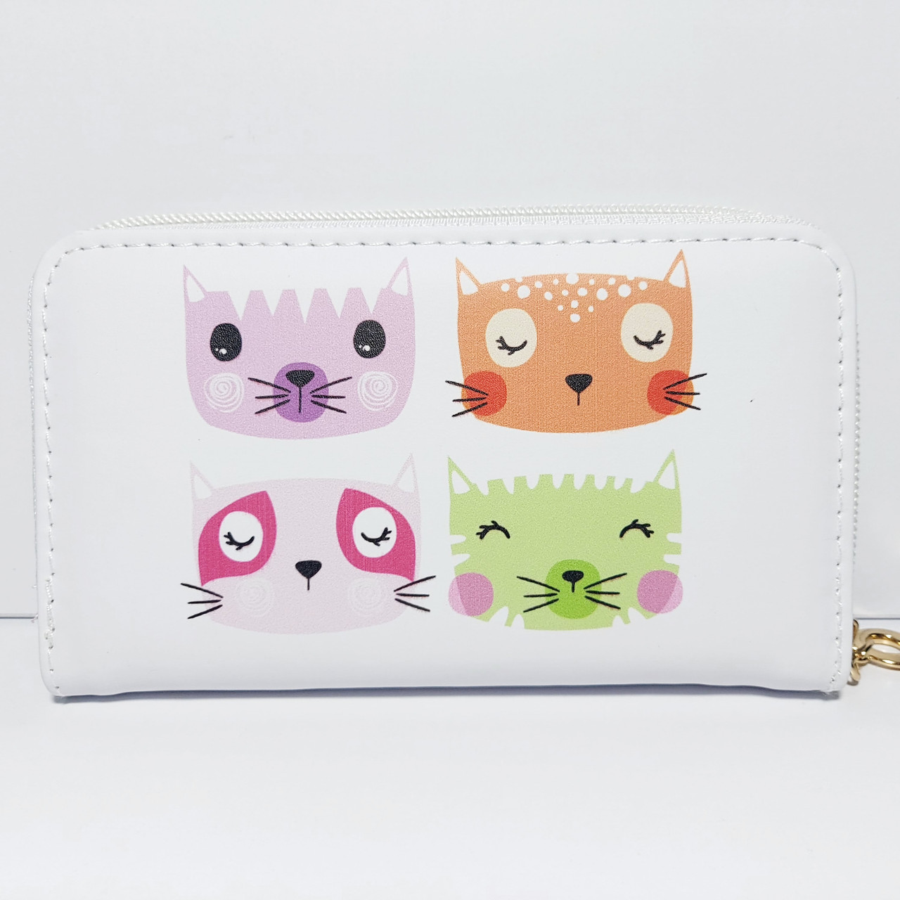 Гаманець дитячий для дівчинки підлітка білий кошенята, фото 1