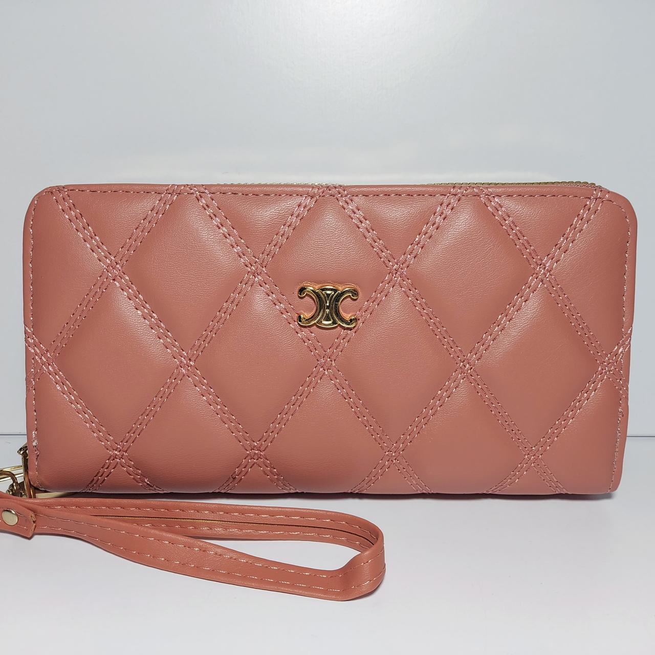 Гаманець жіночий на дві блискавки 3226 пудровий шкірозамінник, фото 1