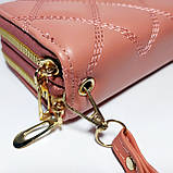 Гаманець жіночий на дві блискавки 3226 пудровий шкірозамінник, фото 5
