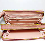 Гаманець жіночий на дві блискавки 3226 пудровий шкірозамінник, фото 6