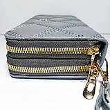 Гаманець жіночий на дві блискавки 3226 шкірозамінник, фото 4