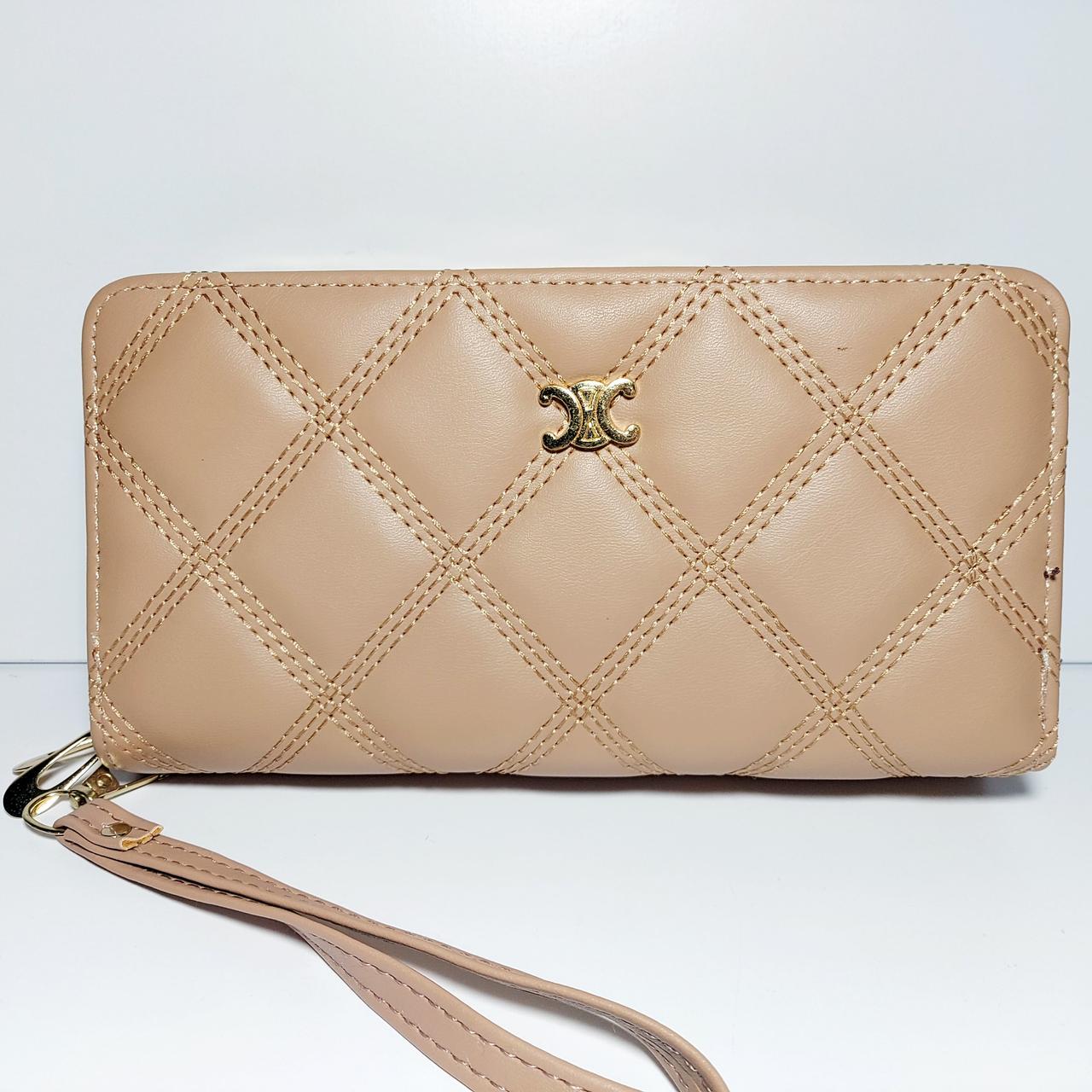 Гаманець жіночий на дві блискавки 3226 пудровий шкірозамінник, фото 1