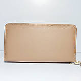 Гаманець жіночий на дві блискавки 3226 пудровий шкірозамінник, фото 2