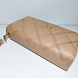 Гаманець жіночий на дві блискавки 3226 пудровий шкірозамінник, фото 3