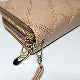 Гаманець жіночий на дві блискавки 3226 пудровий шкірозамінник, фото 5