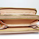 Гаманець жіночий на дві блискавки 3226 пудровий шкірозамінник, фото 6