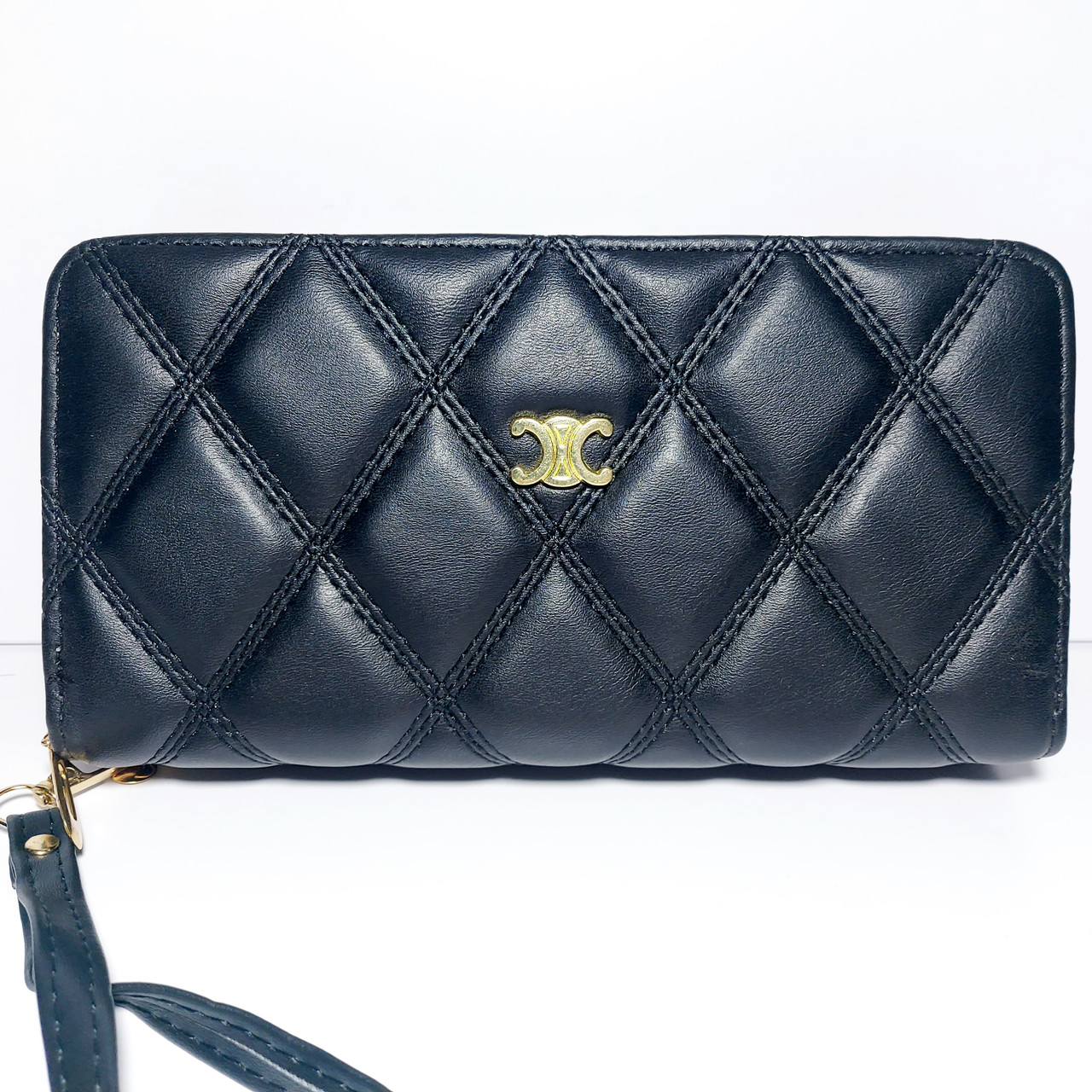 Гаманець жіночий на дві блискавки 3226 чорний шкірозамінник, фото 1